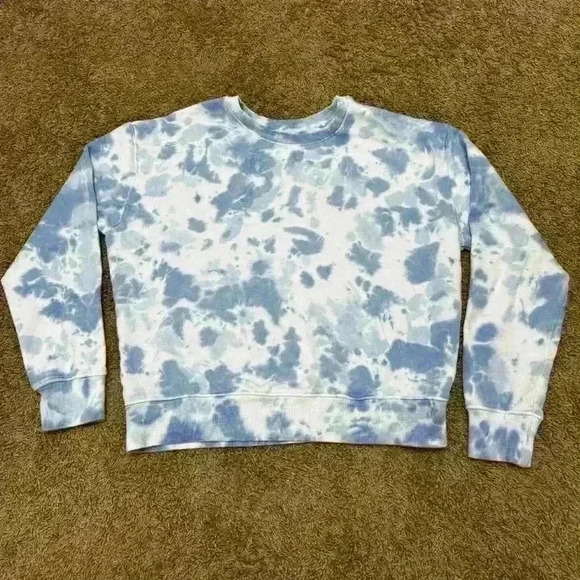 Time and Tru Tops - Time And Tru Women’s Blue White Tie-Dye Long Sleeve Top, size L (12-14)